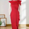 Turtle Neck Ruffled Party Wear Dress - Image 5