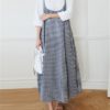 Vintage Print Plaid Spaghetti Straps Loose Maxi Dress