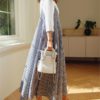 Vintage Print Plaid Spaghetti Straps Loose Maxi Dress - Image 6