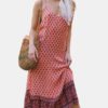 Vintage Print Sleeveless V-neck Casual Slip Dress - Image 6