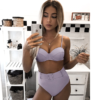 Vintage solid swimsuit High waist bikini set