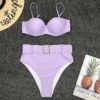 Vintage solid swimsuit High waist bikini set - Image 5