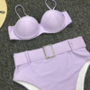 Vintage solid swimsuit High waist bikini set - Image 6