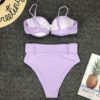 Vintage solid swimsuit High waist bikini set - Image 7