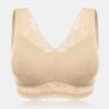 Wireless Lace Wide Shoulder Straps Gather Thin Full Cup Bras - Image 11