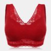 Wireless Lace Wide Shoulder Straps Gather Thin Full Cup Bras - Image 7
