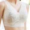 Wireless Lace Wide Shoulder Straps Gather Thin Full Cup Bras