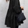 Casual O-Neck Puff Sleeve Layered Hem Blouse - Image 5