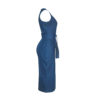 Casual Sleeveless Front Zipper Split Denim Midi Dress - Image 5