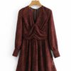 Chiffon Dots Ruched Long Sleeve Dress - Image 8