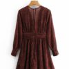 Chiffon Dots Ruched Long Sleeve Dress - Image 9