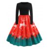 Christmas Elk Print Fit and Flare Dress