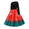 Christmas Elk Print Fit and Flare Dress - Image 2