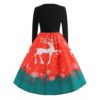 Christmas Elk Print Fit and Flare Dress - Image 3