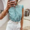 Elegant polka dot lace up ruffled flounces blouse - Image 4