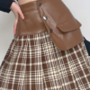 High street leather patchwork pleated skirts
