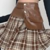 High street leather patchwork pleated skirts - Image 2