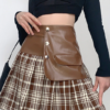 High street leather patchwork pleated skirts - Image 6