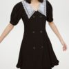 Lacework Double-Breasted Short Sleeve Dress