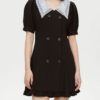 Lacework Double-Breasted Short Sleeve Dress - Image 7