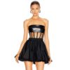 New Sexy Backless Mesh Leather Pleated Dress