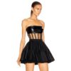 New Sexy Backless Mesh Leather Pleated Dress - Image 2