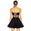 New Sexy Backless Mesh Leather Pleated Dress - Image 3