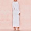 New Sexy Split Deep V-Neck Sashes Fashion Body con Femme Club Party Dress - Image 4