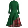 Plaid Contrast Bowknot Long Sleeves Overlay Dress - Image 10