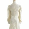 Retro Solid Stringy Selvedge Long Sleeve Dress - Image 2