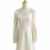 Retro Solid Stringy Selvedge Long Sleeve Dress - Image 10