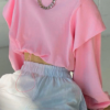 Round neck long sleeves thin stitching top - Image 5