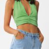 Sexy lace-up wrinkle streetwear crop top