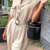 Vintage sash belt solid jumpsuit