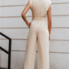Vintage sash belt solid jumpsuit - Image 7