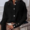 Blouse For Stand Collar Long Sleeves Buttons Chiffon Tops - Image 5