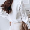 Blouse For Stand Collar Long Sleeves Buttons Chiffon Tops - Image 2