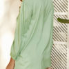 Bohemian Solid Color Lace Patch Pleated Long Sleeve V-neck Casual Blouse - Image 4