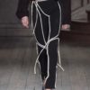 Casual Lace Up High Waist Long Pants - Image 2