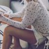 Chic Lace Hollow Out Long Sleeve O-neck Causal Blouse - Image 11