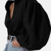 Chic Lantern Sleeve Solid Color Casual Blouse Shirts - Image 2