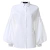 Chic Lantern Sleeve Solid Color Casual Blouse Shirts - Image 4