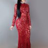 Club Maxi Dress Sequins High Collar Long Sleeve Formal Dresses - Image 3