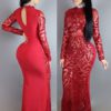 Club Maxi Dress Sequins High Collar Long Sleeve Formal Dresses - Image 4