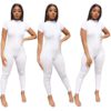 European fashion solid color casual bodysuit