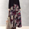 Floral Printed Patchwork Long Sleeves Maxi Dress