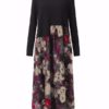 Floral Printed Patchwork Long Sleeves Maxi Dress - Image 5