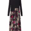 Floral Printed Patchwork Long Sleeves Maxi Dress - Image 6