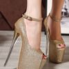 Glitter Pointed Toe Leather Sexy Sky High Heels - Image 2