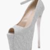 Glitter Pointed Toe Leather Sexy Sky High Heels - Image 4
